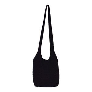 Simply STYLE Crochet Bohemian Hippie Black Shoulder Bag Purse Lined Pocket